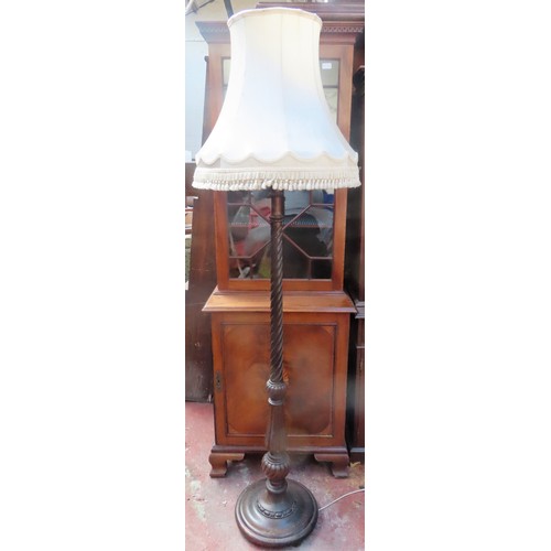 261 - Early 20th century mahogany twist decorated standard lamp. Approx. 168cm H