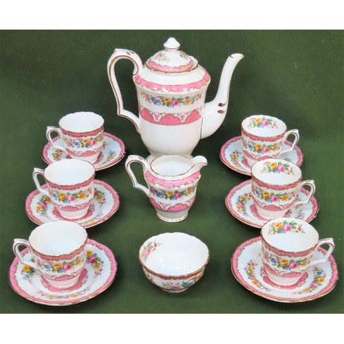 264 - Crown Staffordshire 21 piece floral decorated coffee set