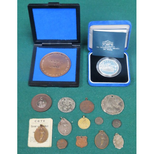 309 - various coinage, cased silver medallions etc