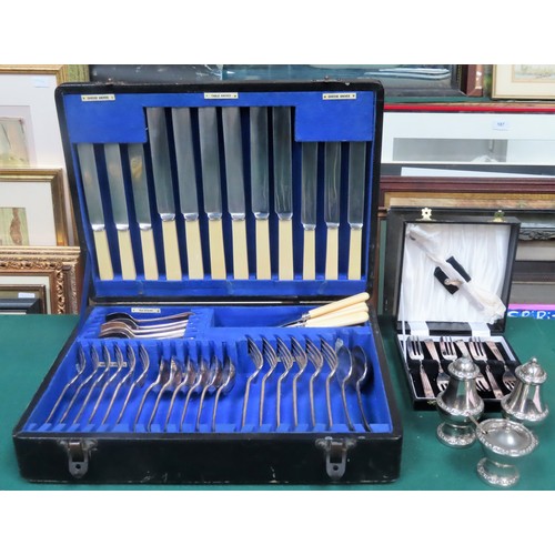 208 - Parcel of various silver plated flatware, cruet set etc