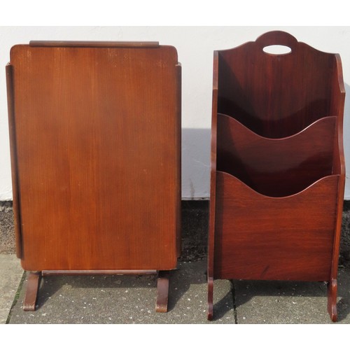 207 - Early 20th century mahogany magazine rack, plus mid 20th century Vono 'Turnatop' folding occasional ... 