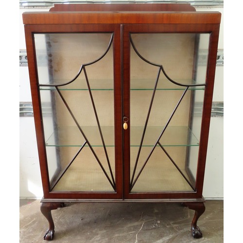 292 - Art Deco mahogany two door glazed display cabinet. Approx. 131cms H x 88cms W x 32cms D