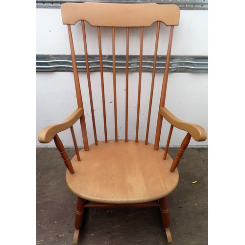 186 - 20th century Ercol style stick back rocking chair. Approx. 98cms H x 61cms W x 47cms D