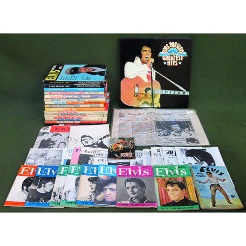 40 - RTV- Mixed lot of Elvis Presley Memorabilia Inc. Greatest Hits Album, newspaper, Elvis Monthly magaz... 