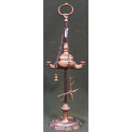 205 - Interesting vintage brass students lamp. Approx. 52cms H