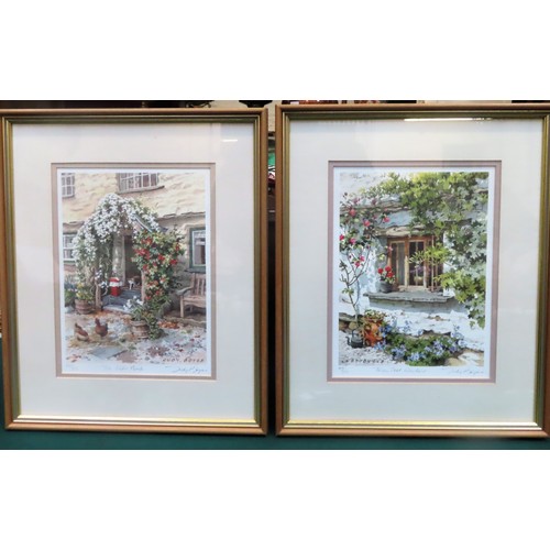 163 - Pair of Judy Boyes pencil signed limited edition polychrome prints. Approx. 27.5 x 20cm