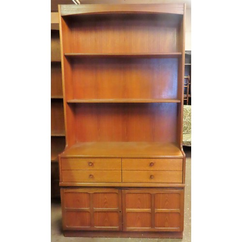 192 - G Plan style mid 20th century teak open wall unit with four drawers and cupboard doors below. Approx... 