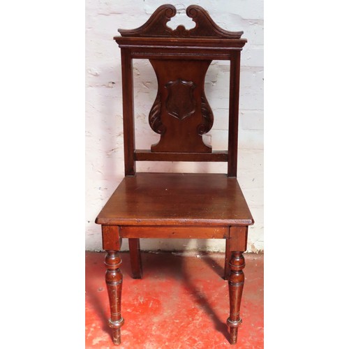 183 - Early 20th century carved oak hall chair. Approx. 100cm H x 45cm W x 37cm D