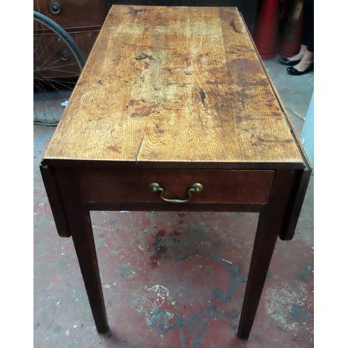 126 - 19th century Oak drop leaf Pembroke table with single drawer. Approx. 73cm H x 99cm W x 98cm D