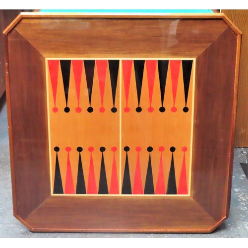 24 - 20th century italian marquetry inlaid games table, adjustible for roulette, backgammon, chess etc. A... 