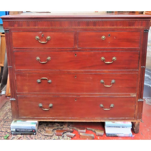 57 - 19th century inlaid mahogany two over three chest of drawers. Approx. 113cm H x 125cm W x 55.5cm D