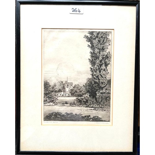 175 - CHARLES CALRK, ETCHING- CROSSTHWAITE CHURCH, CUMBRIA, FRAMED AND GLAZED, APPROXIMATELY 26 x 19cm