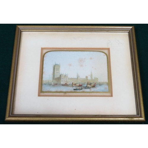 166 - Framed Baxter polychrome print depicting Houses of Parliament. Approx. 9.5 x 12.5cm