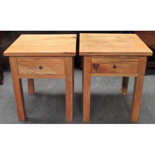 165 - Pair of single drawer solid wood bedside cabinets. Approx. 60cm H x 50cm W x 49cm D