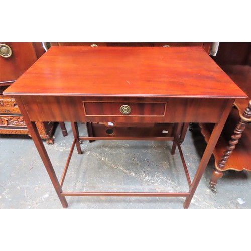 144 - Late 19th century mahogany single drawer side table. Approx. 71cms H x 70cms W x45cms D