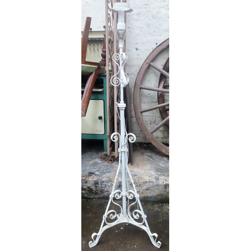 288 - Early 20th century painted cast metal standard lamp. Approx. 145cm H