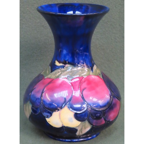 3 - William Moorcroft PLUM WISTERIA pattern glazed ceramic vase. Approx. 20cm H