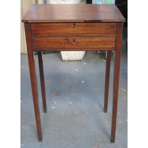 44 - 19th century mahogany single drawer small writing desk with hinged cover. Approx. 75cm H x 47.5cm W ... 