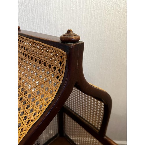 40 - EDWARDIAN BABY'S CRIB WITH BERGERE PANELS. APPROX 104cm L x 97cm H, AND CRIB BASKET BASE TO CANOPY T... 