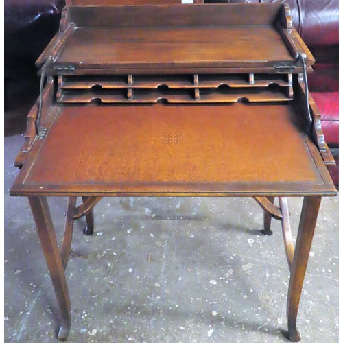 34 - 19th century Mahogany fold out writing desk with fitted leather interior and pigeon holes. Approx. 8... 