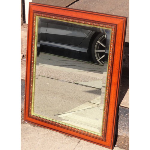 30A - 20th century wooden framed and bevelled wall mirror. Approx. 62cms H x 52cms W