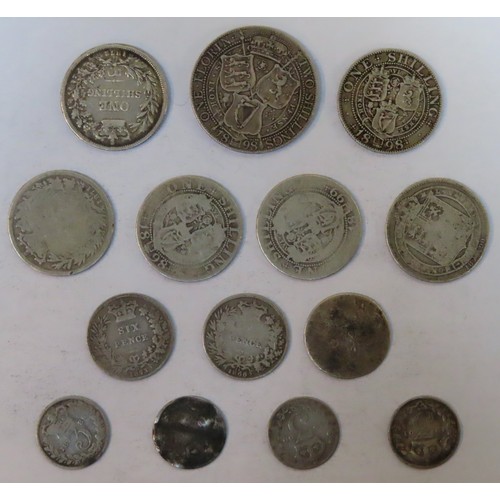 302 - Parcel of Victorian Silver Coinage including Florin, six shillings, three Sixpences, plus four Three... 