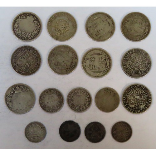 301 - Parcel of Victorian Silver Coinage including Ten shillings, three Sixpences, plus four Threepences. ... 