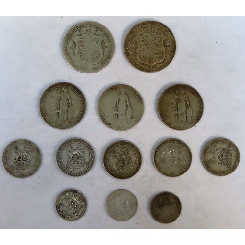 294 - Parcel of Edward VII Silver coinage including two Half Crowns, three Florins, five Shillings, plus t... 