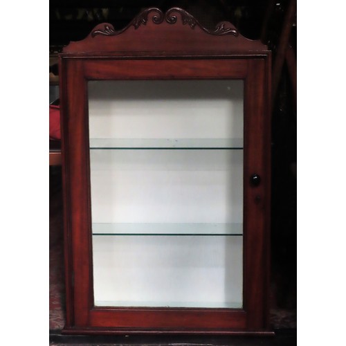 143 - Victorian Mahogany single door glazed mounting display cabinet. App. 102cm H x 64cm W x 27cm D