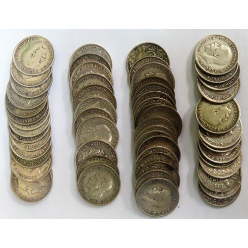 308 - Large selection of George V silver 3d pieces. Approx. 81.5g