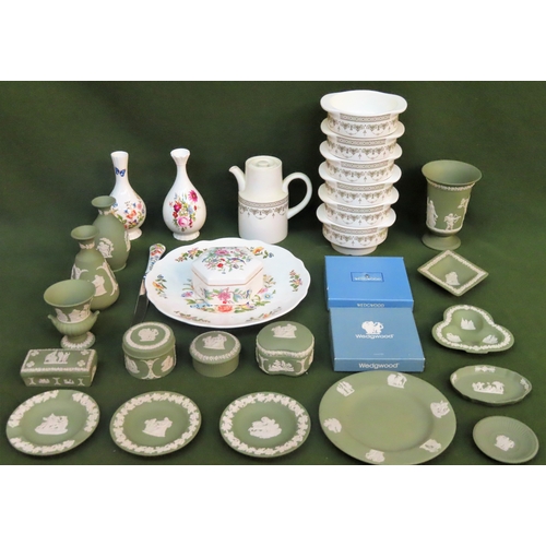 163 - Parcel of Wedgwood green jasperware, plus other ceramics