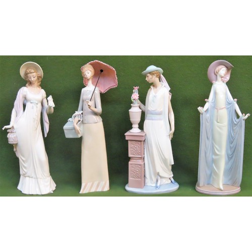 121 - Four various large Lladro glazed ceramic figures. Largest Approx. 36cms H