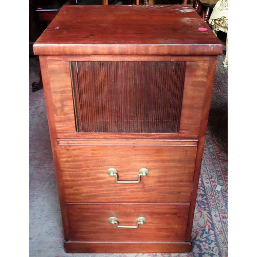 86 - Victorian Mahogany Tambour fronted side cabinet, fitted with pull out steps. App. 79.5cm H x 47cm W ... 