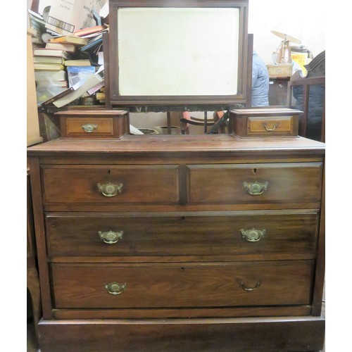 122 - Early 20th century mahogany mirror backed dressing table. Approx. 142cms H x 107cms W x 49cms D