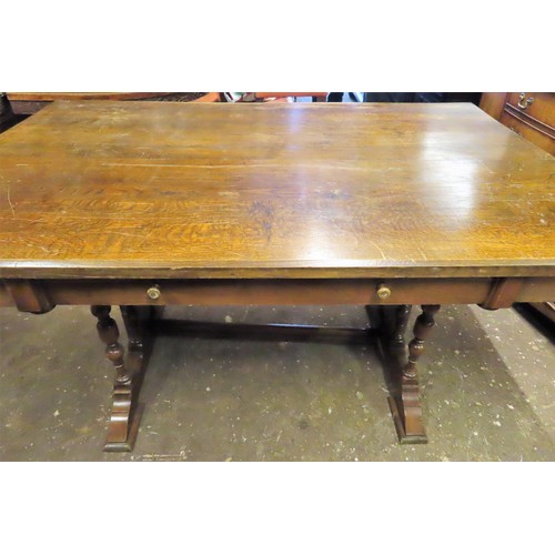 126 - Early 20th century oak refectory style table/desk with four drawers. Approx. 78.5cm H x 157cm W x 10... 