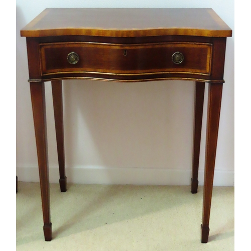 78 - Early 20th century inlaid mahogany small single drawer side table. Approx. 76cms H x 61cms W x 39cms... 