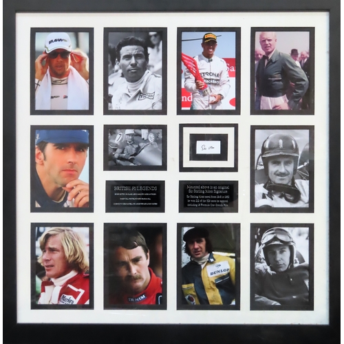 100 - Framed F1 British Legends display, with autograph of Stirling Moss and Wonderland Memorabilia C.O.A.... 