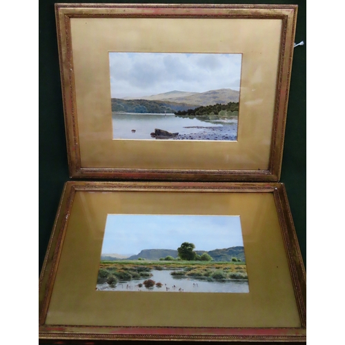 121 - Henry Hilton - Pair of 19th century gilt framed watercolours, depicting river scenes in Conway & Nor... 