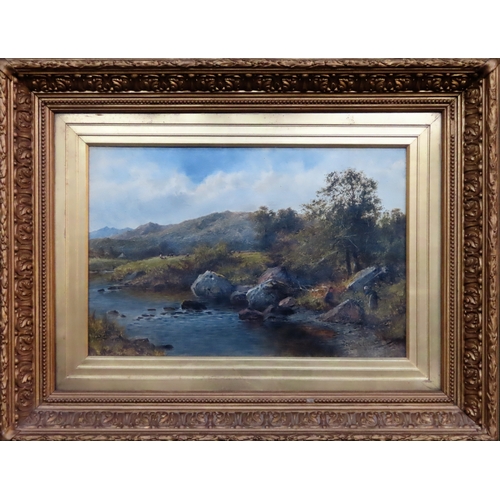 3 - James Scott Callowhill (1838-1917) - Heavily gilt framed oil on canvas - On the Wye. Approx. 29cms x... 
