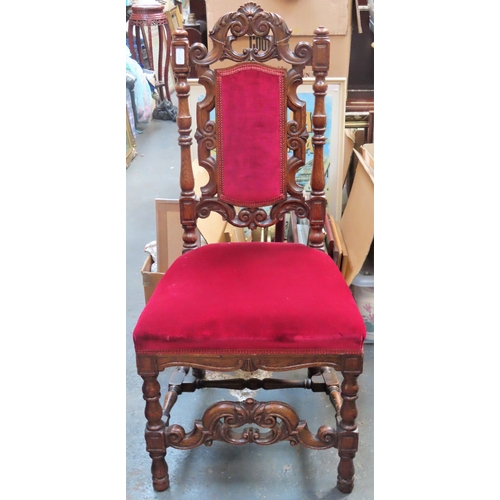 108 - Heavily carved oak high back chair. Approx. 113cms H x 54cms W
