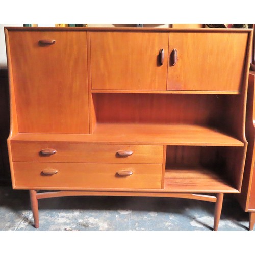66 - G Plan style mid 20th century Teak wall unit. App. 136.5cm H x 152.5cm W x 43cm D