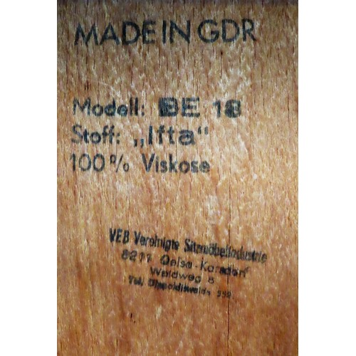 117 - G Plan mid 20th century Teak extending dining table with fold out leaf, plus four German dining chai... 