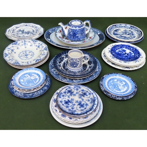 71 - Parcel of blue and white china - various factories and patterns