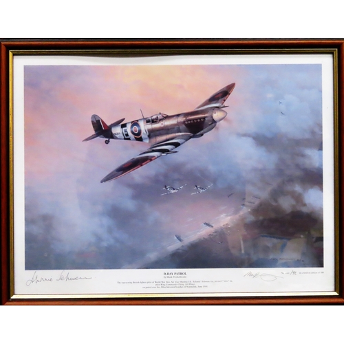 76 - Mark Postlethwaite - Framed polychrome print - D-Day Patrol. Signed by Johnnie Johnson and the artis... 