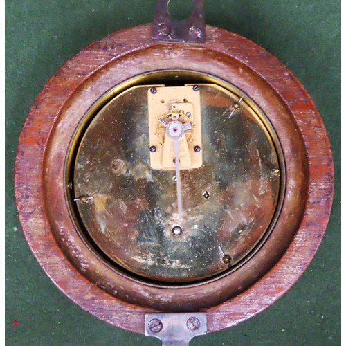 68 - Late 19th/early 20th century carved oak framed circular small wall clock, with enamelled circular di... 