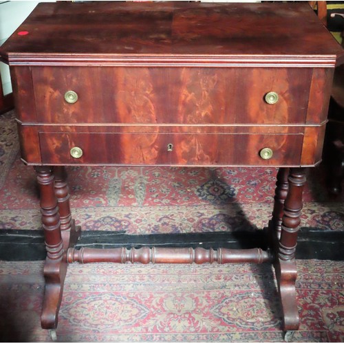 28 - 19th century Walnut folding topped washstand with fitted Marble interior and single drawer. App. 92c... 