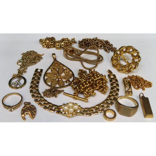 293 - Parcel of various gold coloured costume jewellery