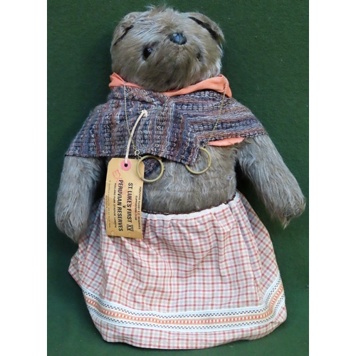 251 - Gabrielle Designs Ltd. Paddington's Aunt Lucy teddy bear wearing skirt, cape, glasses and luggage ta... 