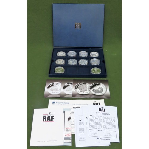 272 - Set of Ten Westminster History of the RAF Silver coins, with COA'S