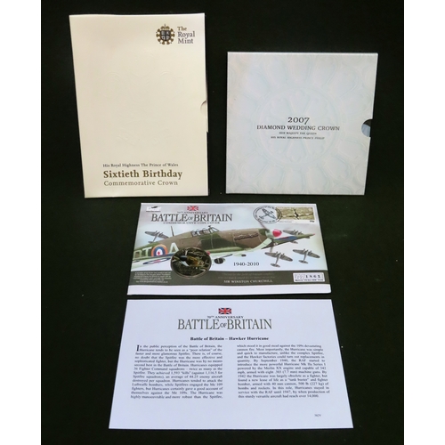 267 - Battle of Britain commemorative £5 coin, plus two other commemorative coin sets